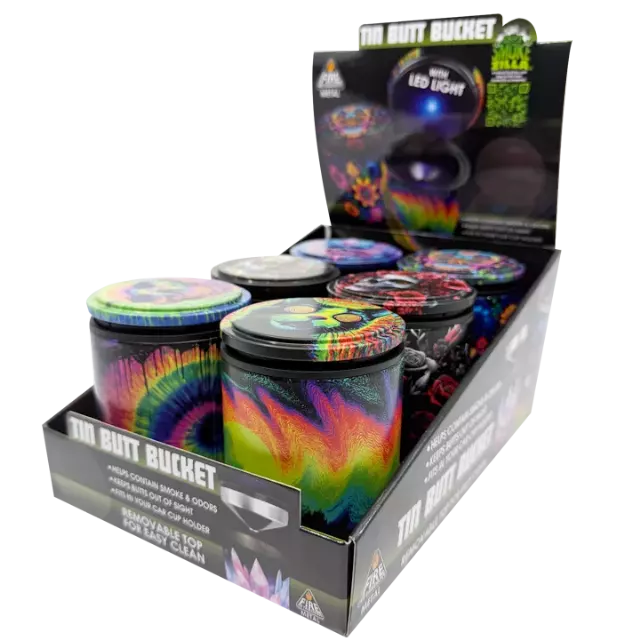 Full Print Butt Bucket Ashtray with LED Light - 6 Pieces Per Retail Ready Display 26430