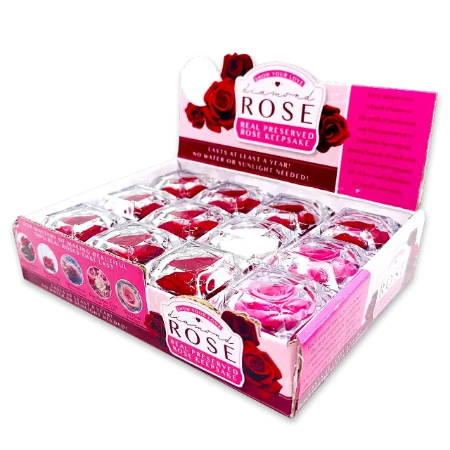 Diamond Real Preserved Rose Keepsake - 12 Pieces Per Retail Ready Display 24712