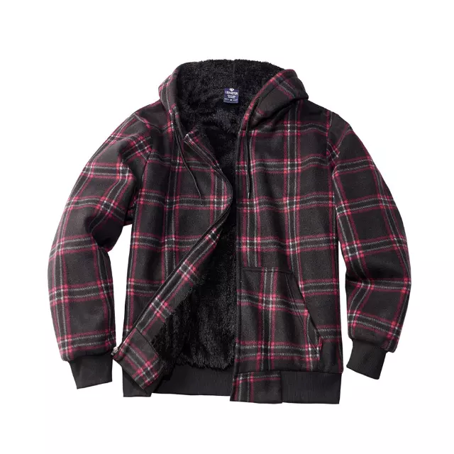 Men’s Hooded Sherpa Lined Sweatshirt - Style #MFJ185 -$10.90/Unit - 12 PCS/CS - PLEASE SEE DESCRIPTION — Black Red