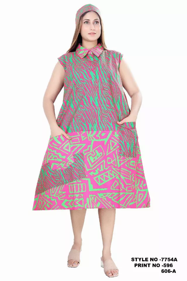 7754A Sleeveless Mixed Print Short Dress (3 PCS PRE-PACK) - $15.00 EACH — One Size (4 - 24) / Print-596/606A