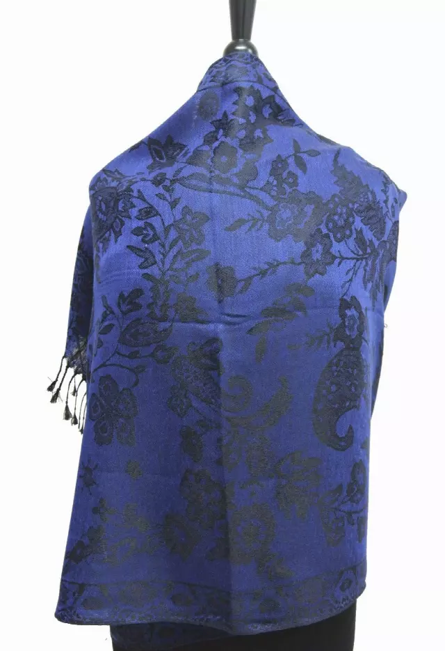 E195 Pattern Pashmina — royal blue