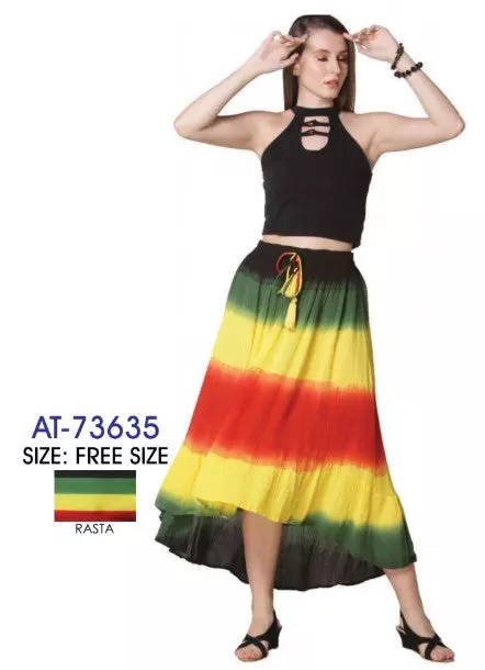 AT-73635 - Rasta Tye Dye Skirt (3/pk) - Free Size - $8.00 Each