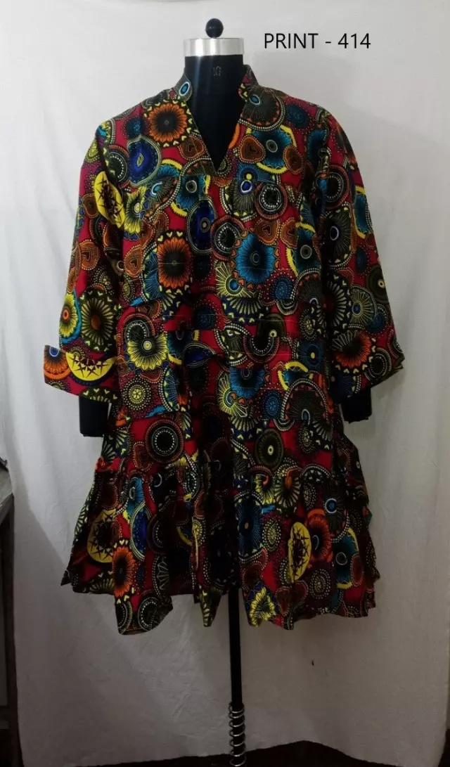 7579 A - ON SALE!!! African Tunic Dress (3 PCS PRE-PACK) - $15.00 EACH — One Size (4 - 24) / Print-414
