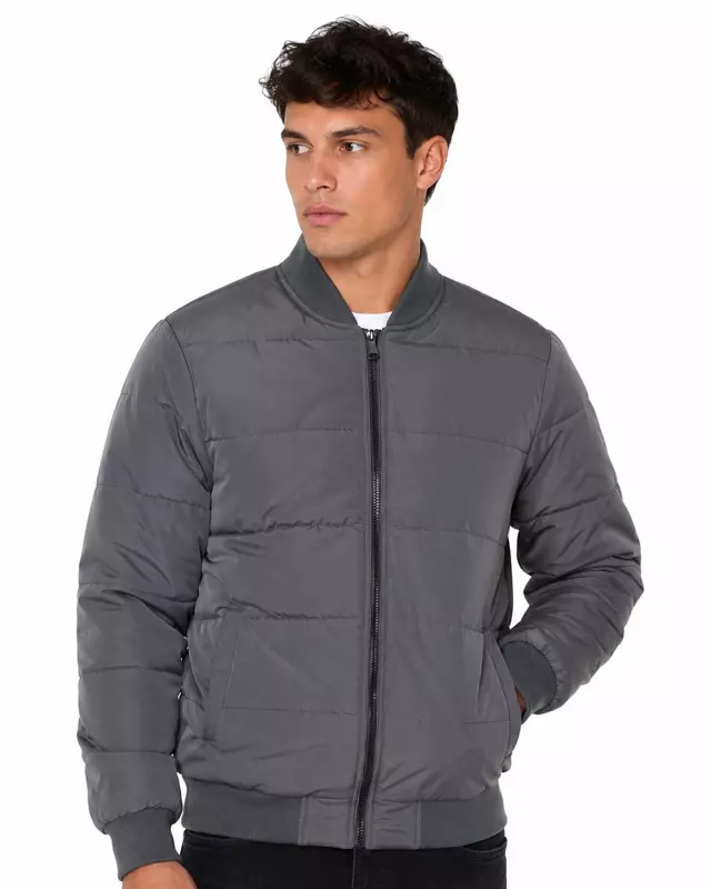 Men's Padded Bomber Jacket #J15 — Charcoal / S-M-L-XL