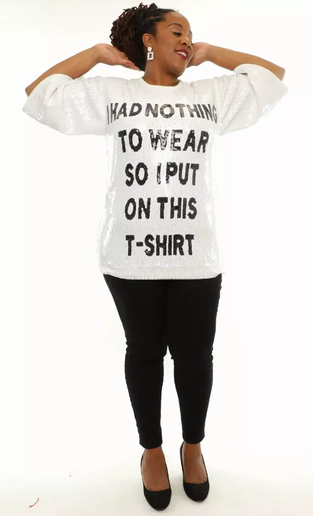 22106 - "Had Nothing To Wear" Sequin Jersey - 2 Colors (3 PCS PRE-PACK) - $25.00 Each