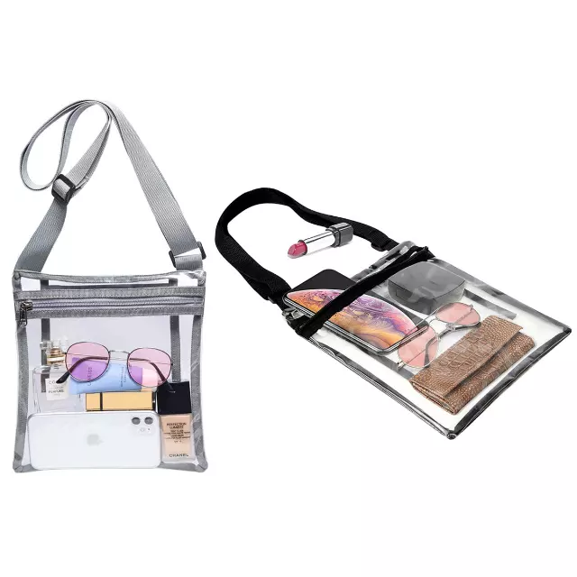 Clear Crossbody Bag Purse With Adjustable Strap — Gray