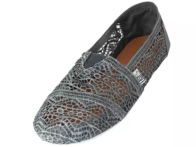 S309L - Women's "Easy USA" Crochet Upper Casual Canvas Slip-on — Gray (S309L-GRAY) / 6-11 Assorted