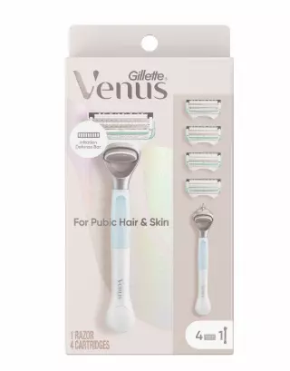 Gillette Venus for Pubic Hair and Skin, Women’s Razor Handle + 4 Refills