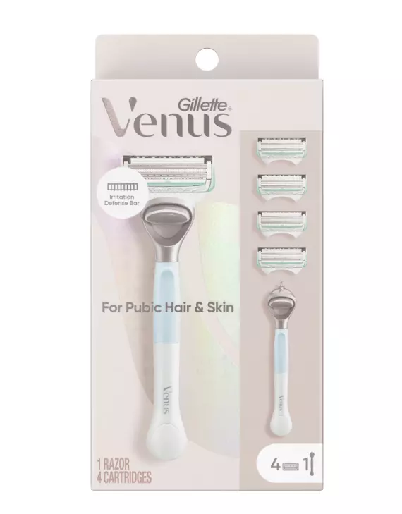 Gillette Venus for Pubic Hair and Skin, Women’s Razor Handle + 4 Refills