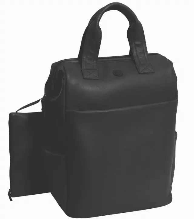 Max Studio 18 Inch Smooth Faux Vachetta PU Workbook Backpack — 367-BLACK