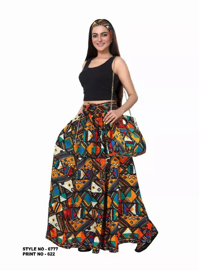 6777P - African Prints Maxi Skirt & Shoulder Bag Set - Free Size - $40.00 Each — One Size / Print-622