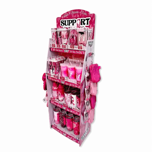 Breast Cancer Awareness Pink Support Squad Assortment Floor Display - 50 Pieces Per Retail Ready Display Kit 88609