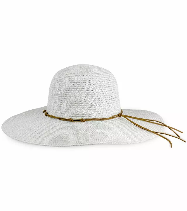 Magid Straw Tie Crown Floppy Hat — WHITE