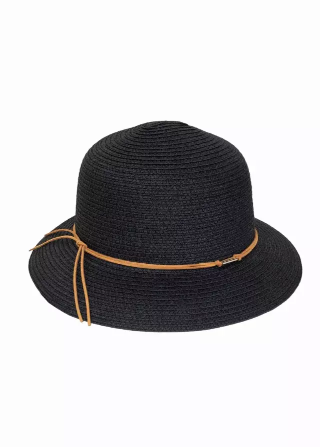 Magid Straw Brown Tie Bucket Hat — BLACK