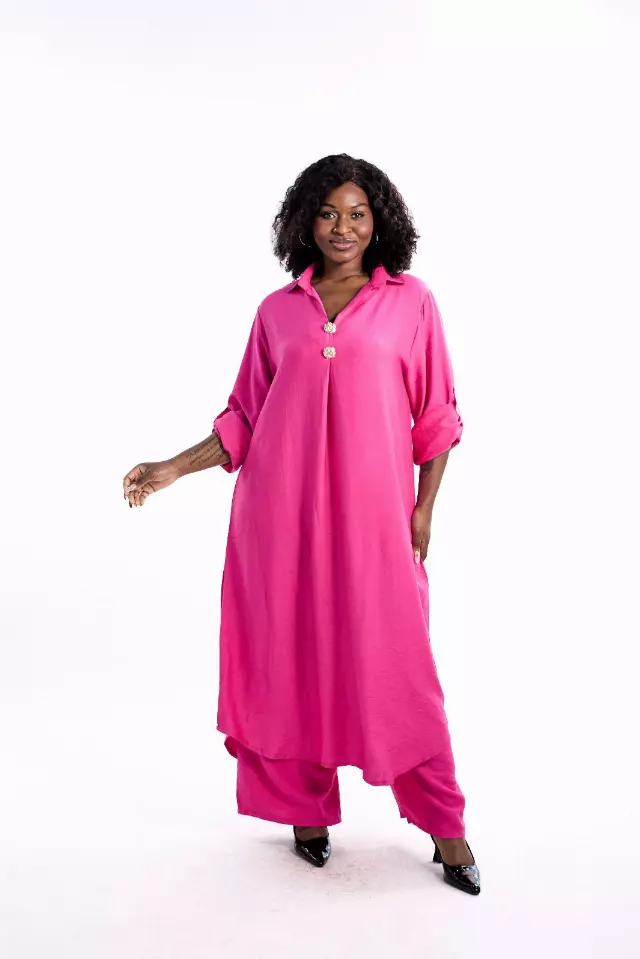 26045 - Women's Shirt & Pant 2-Pcs Set - $25 Each (2-Pcs Pre Pack) — Pink / (M/L) + (XL/XXL) 2-Pcs