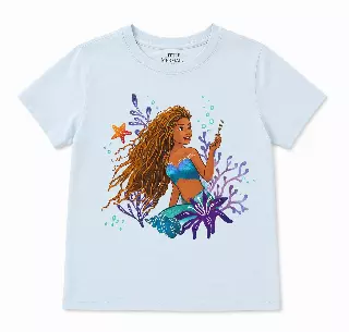 YOUTH GIRLS DISNEY LITTLE MERMAID T-SHIRT LT BLUE