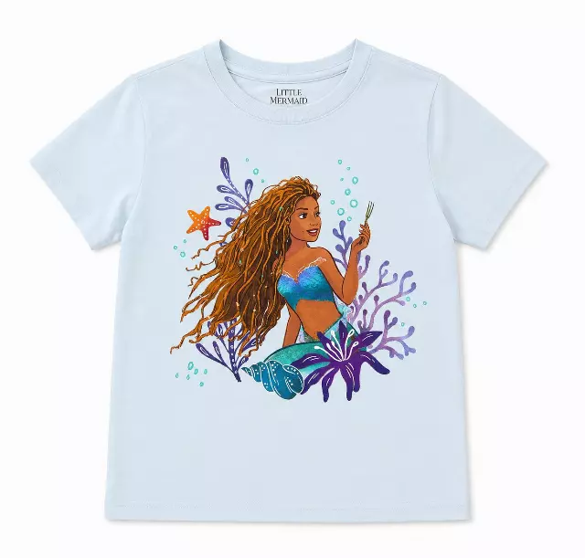 YOUTH GIRLS DISNEY LITTLE MERMAID T-SHIRT LT BLUE