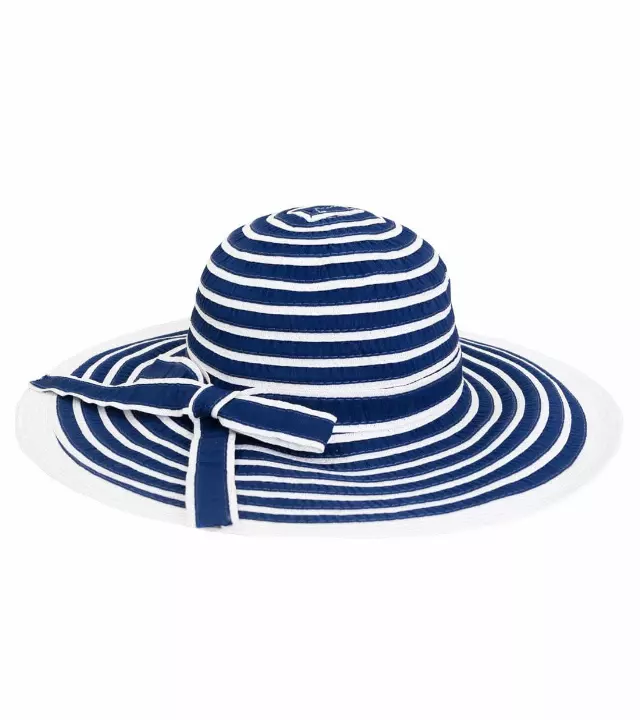 Magid Striped Cotton Foldable Floppy Hat — NAVY/WHITE