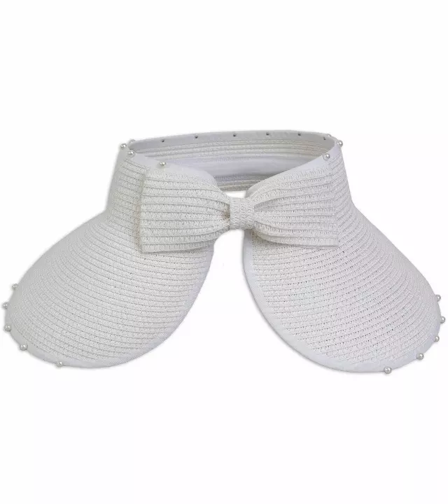 Magid Pearl Brim Roll Up Straw Visor — WHITE