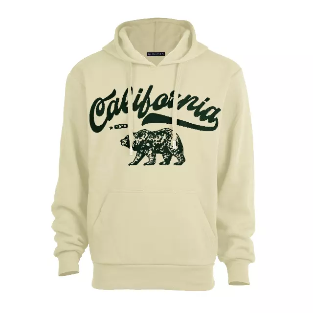 Men’s Pullover Fleece Hoodie with Drawcords and Kangaroo Pockets – CALIFORNIA - Style #MFJ172-1 -$8.50/Unit - 24 PCS/CS - PLEASE SEE DESCRIPTION — Sand