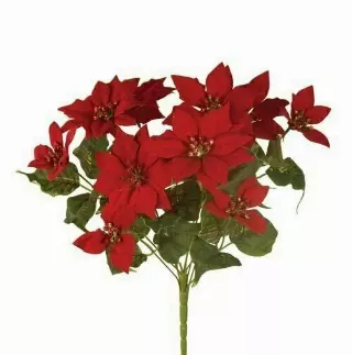SBX3002RD – 17” Velvet Poinsettia x11 with glitter center- Min 12 Pcs- Case Pk: 96