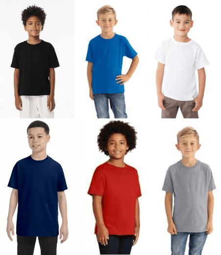 #173-DL Youth Tees Assorted Colors $.75 each (72 Pieces)