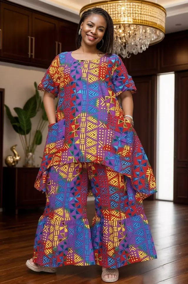 7864 Authentic African Print 2pc Pant Set - $25 Each (3 pcs per pack)