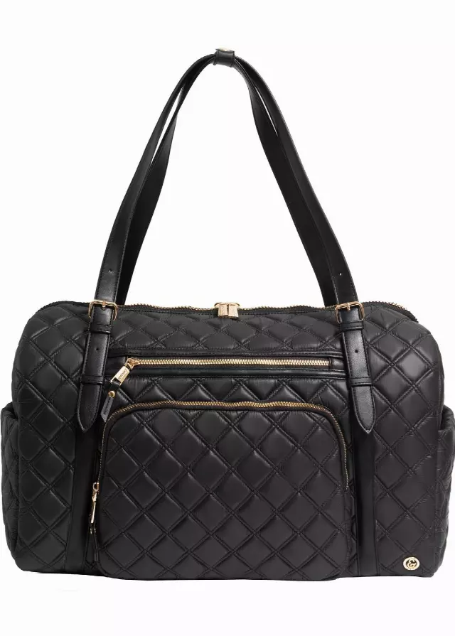 Joan & David The Sloane Diamond Quilted Weekender Duffle Bag — 367-BLACK