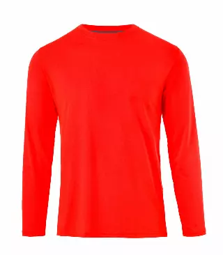 Men Closed Mesh Long Sleeve Crew Neck Red - 7690909