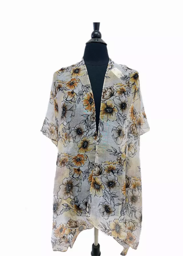 C23 Spring Floral Kimono — Yellow