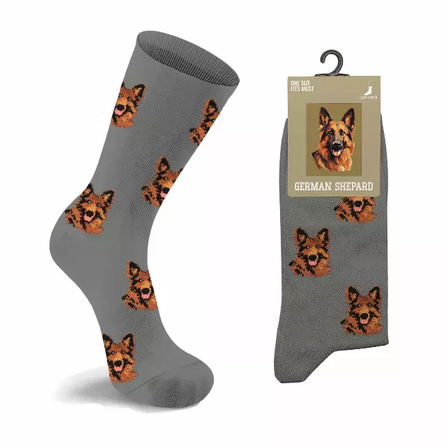 Unisex Dog Crew Socks – Soft Cotton Blend Everyday Comfort — German Shepard
