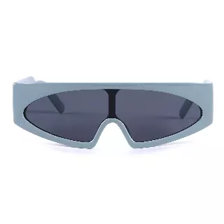 Retro Cyberpunk Shield Sunglasses with Thick Frame and Triple Side Studs Bulk P10931