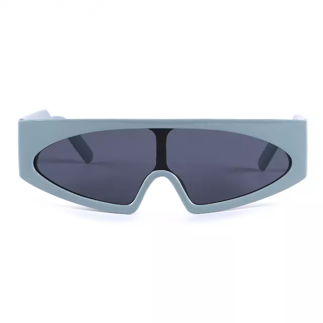 Retro Cyberpunk Shield Sunglasses with Thick Frame and Triple Side Studs Bulk P10931