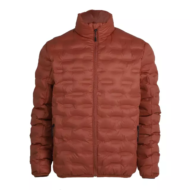Men’s Embossed Full Zip Puffer Jacket Berber Lined - Style #MFJ147 - $16.00/Unit MINIMUM 12 PCS- PLEASE SEE DESCRIPTION — Rust