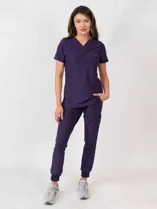 Aurora | One Pocket Top & Jogger Pants Scrubs Set — Purple / 2XL