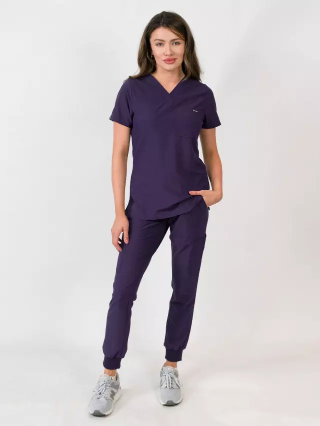 Aurora | One Pocket Top & Jogger Pants Scrubs Set — Purple / XS