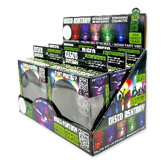Disco Glass Ashtray with Sound Activated LED Lights - 6 Pieces Per Retail Ready Display 23743