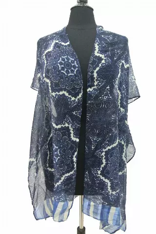 QC202 Paisley Print Kimono — Royal Blue