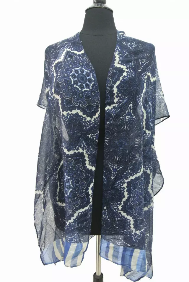 QC202 Paisley Print Kimono — Royal Blue