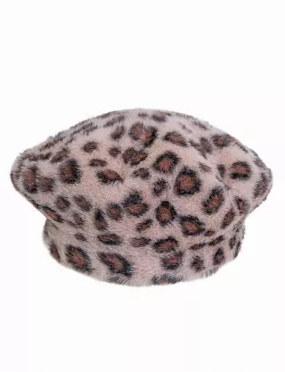 Adrienne Vittadini Leopard Print Beret — BLUSH