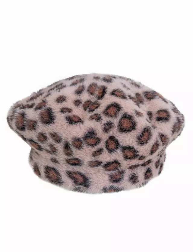 Adrienne Vittadini Leopard Print Beret — BLUSH