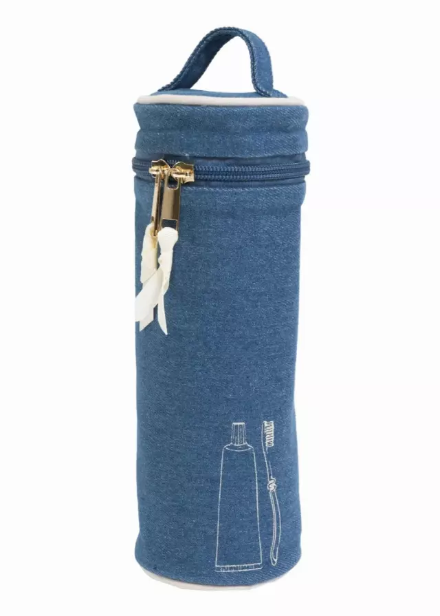 La L'Amour 16oz Cotton Canvas Top Handle Cylinder Toothbrush Case — 136-DENIM