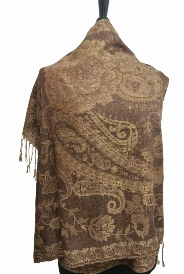 IN107 Pattern Pashmina — Khaki