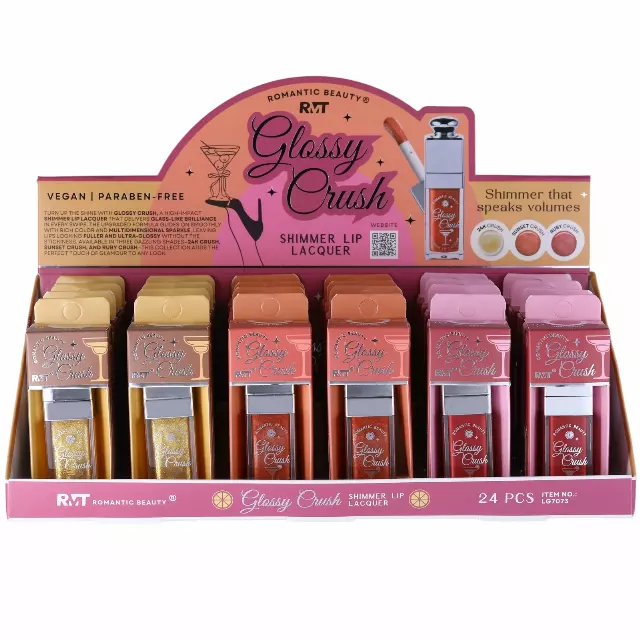 Romantic Beauty Glossy Crush Shimmer Lip - Wholesale Dispplay 24 Units (LG7073)