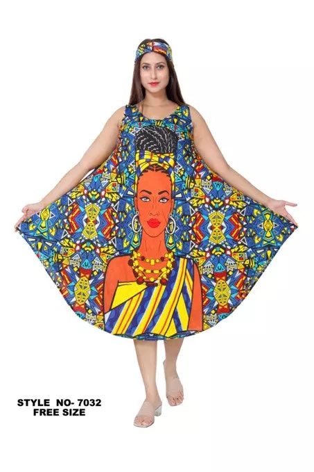 PNA-7032 - Women's Lightweight Sleeveless Umbrella Dress With Scarf - (6-PCS PRE-PACK) ($8 Each)