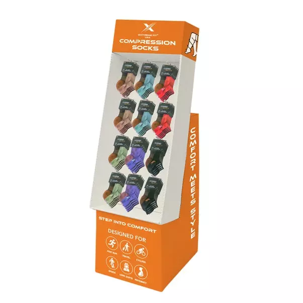 48-PAIRS ANKLE COMPRESSION SOCKS WITH FREE DISPLAY · SKU FD-ORA-ANK-3