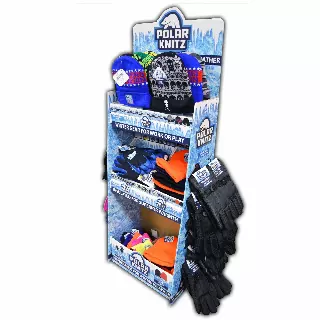 Winter Knit Hat Beanie and Glove Assortment Floor Display - 84 Pieces Per Retail Ready Display Kit 88349
