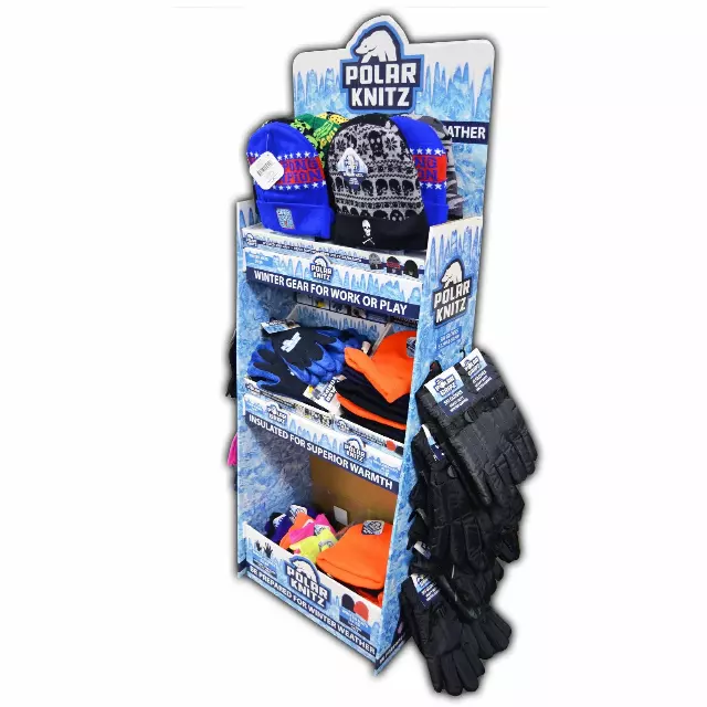 Winter Knit Hat Beanie and Glove Assortment Floor Display - 84 Pieces Per Retail Ready Display Kit 88349