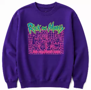 RICK AND MORTY NEON FAMILY PORTRAIT CREWNECK PURPLE