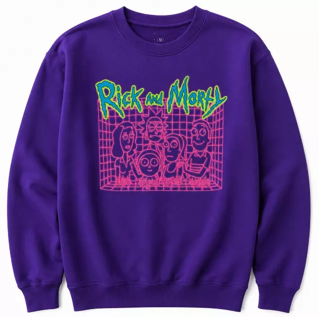RICK AND MORTY NEON FAMILY PORTRAIT CREWNECK PURPLE